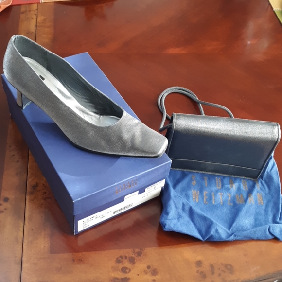 Stewart Weitzman pewter matte shoes/purse - Picture 1 of 5